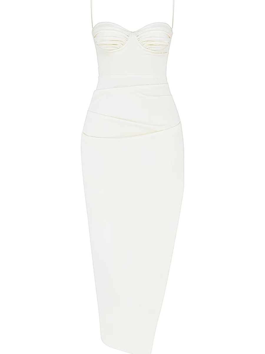 Long Satin Shaping Dress - Jade Model