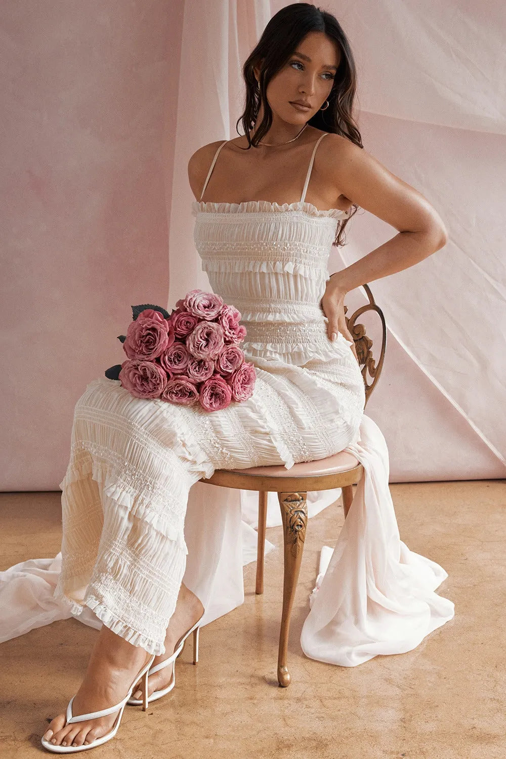Elegant Long White Dress for Civil Wedding – Luna