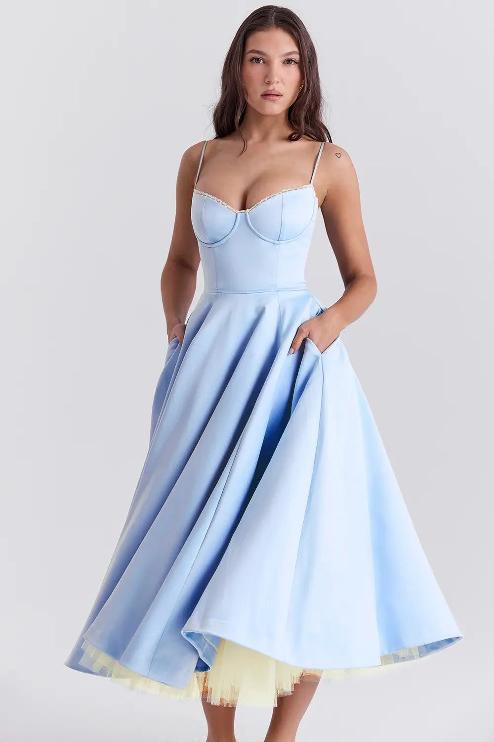 Cloe Midi Dress - Shapes the Waist | Double Layer