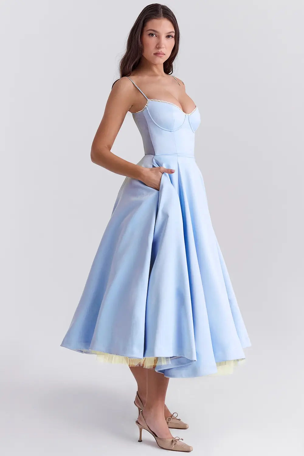 Cloe Midi Dress - Shapes the Waist | Double Layer
