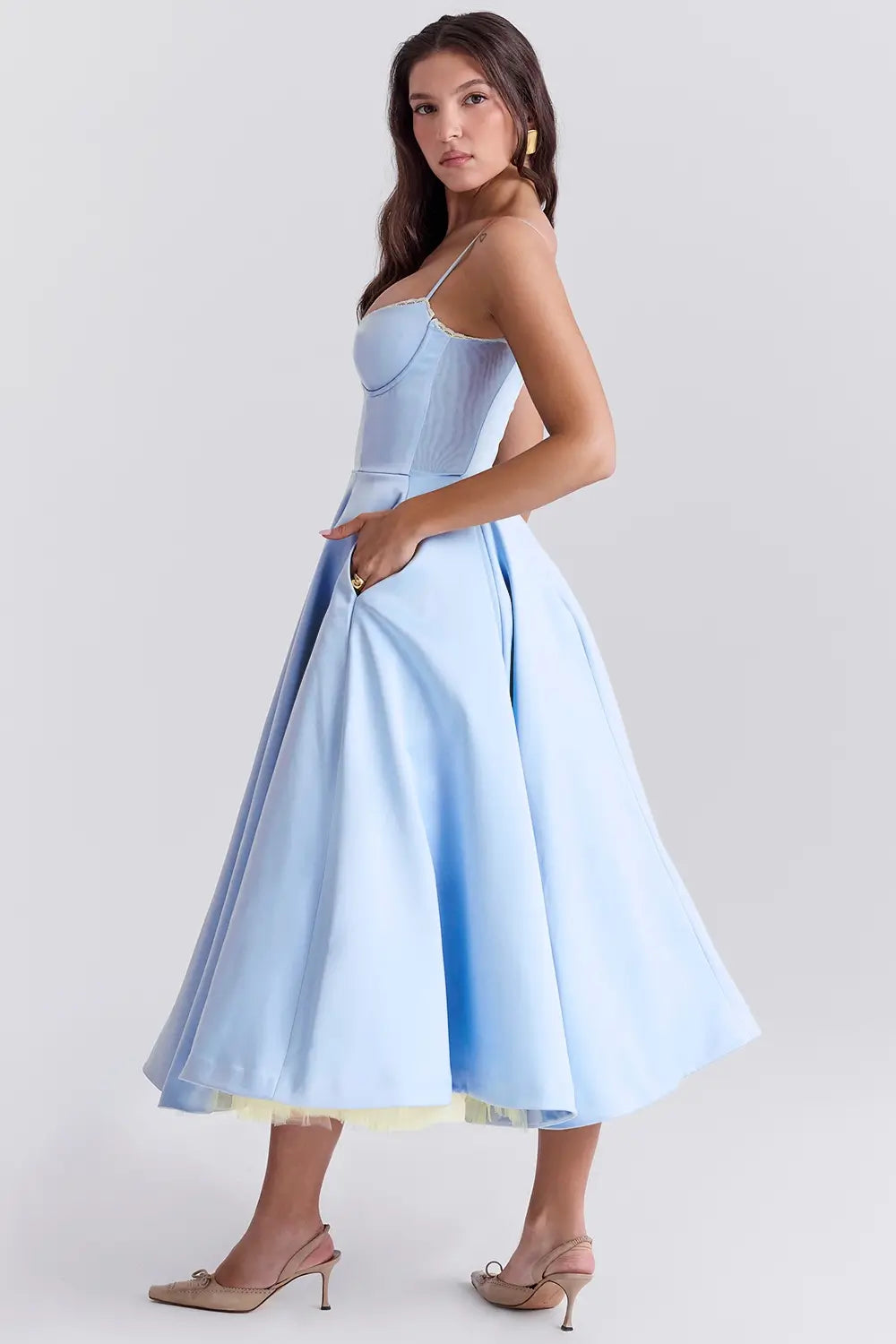 Cloe Midi Dress - Shapes the Waist | Double Layer