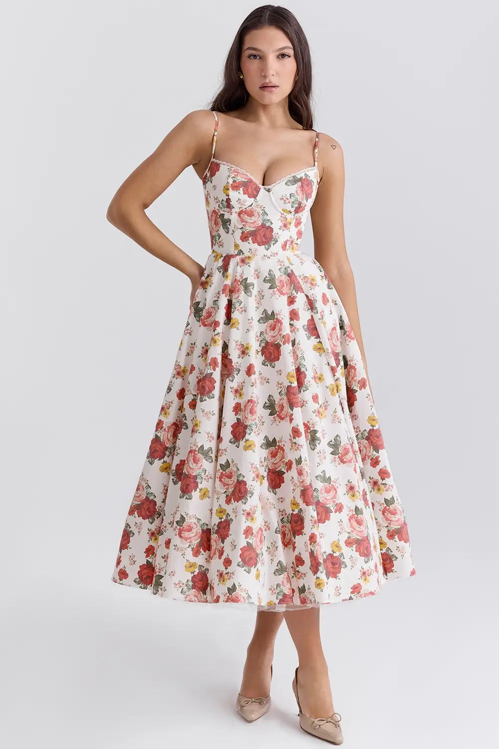 Cloe Midi Dress - Shapes the Waist | Double Layer