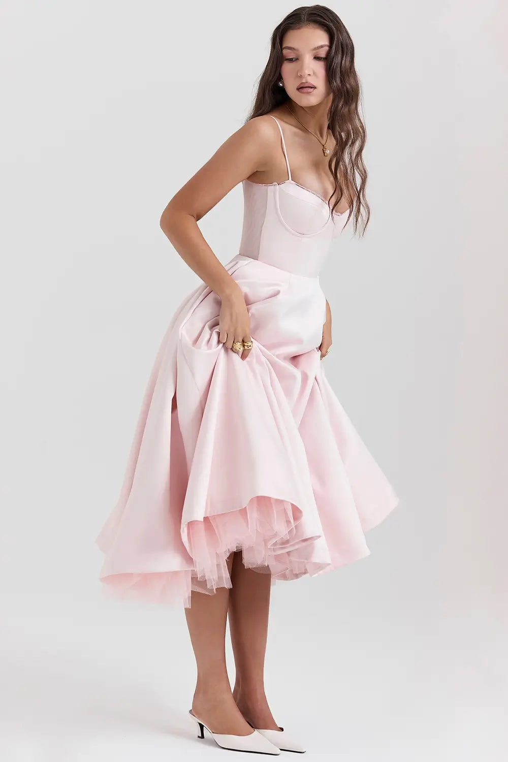 Cloe Midi Dress - Shapes the Waist | Double Layer