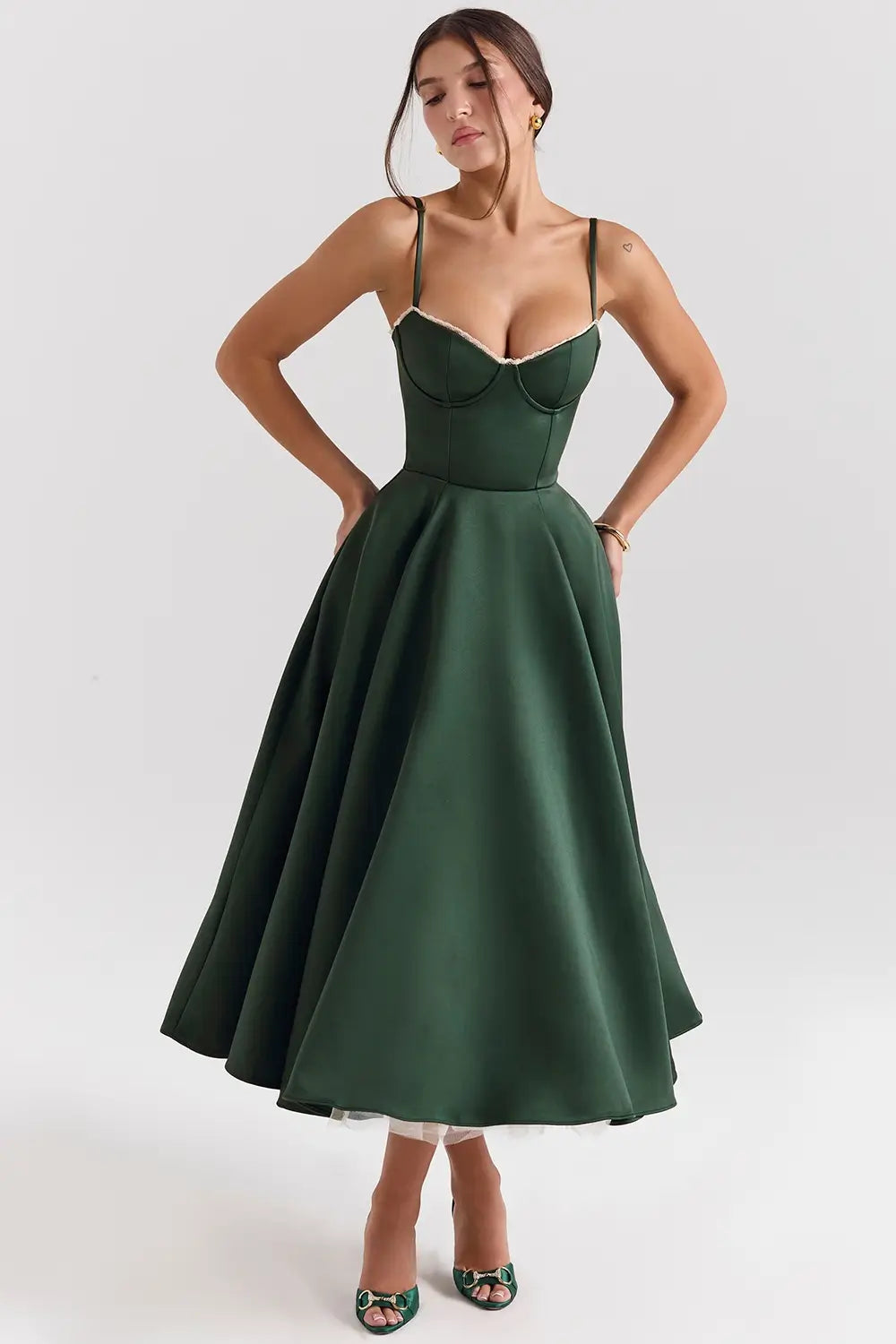 Cloe Midi Dress - Shapes the Waist | Double Layer