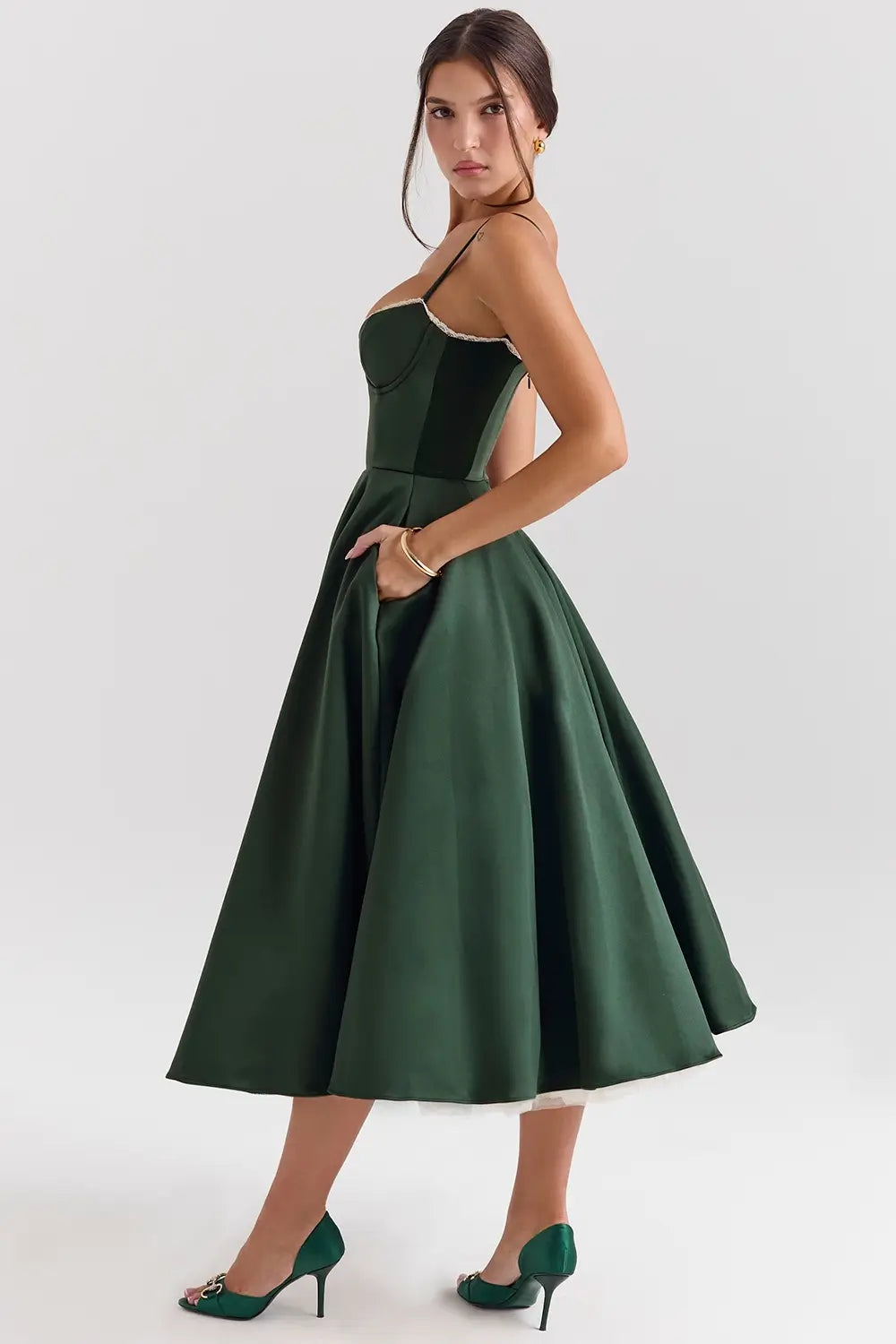 Cloe Midi Dress - Shapes the Waist | Double Layer