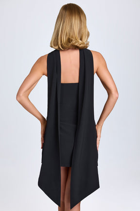 Black A-Line Short Dress with Bow Detail