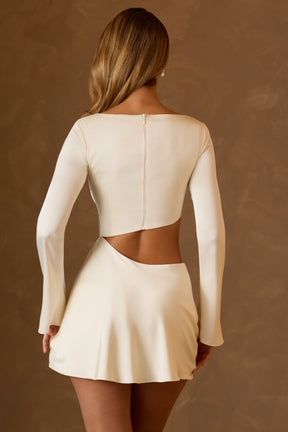 Off-White A-Line Short Dress with Asymmetric Cuts