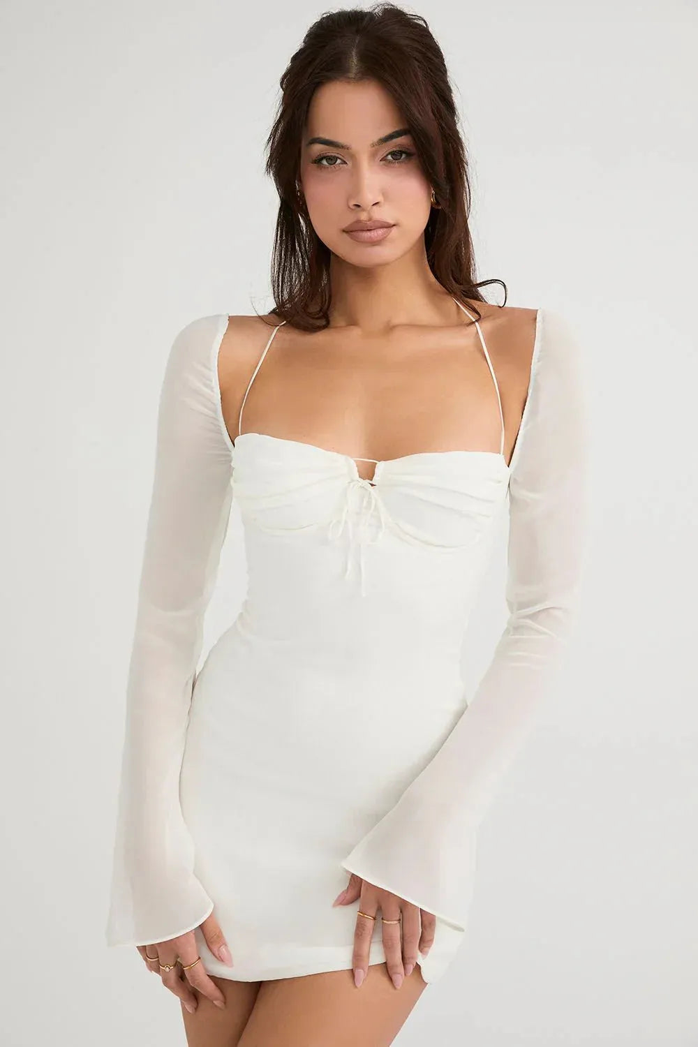 Short Dress with Long Sleeve for Garden Wedding – Olivia