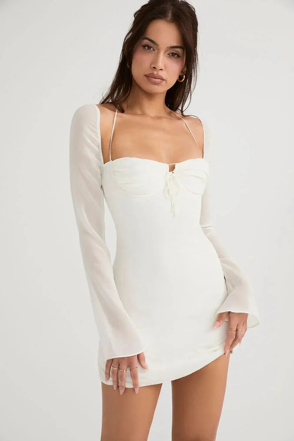 Short Dress with Long Sleeve for Garden Wedding – Olivia