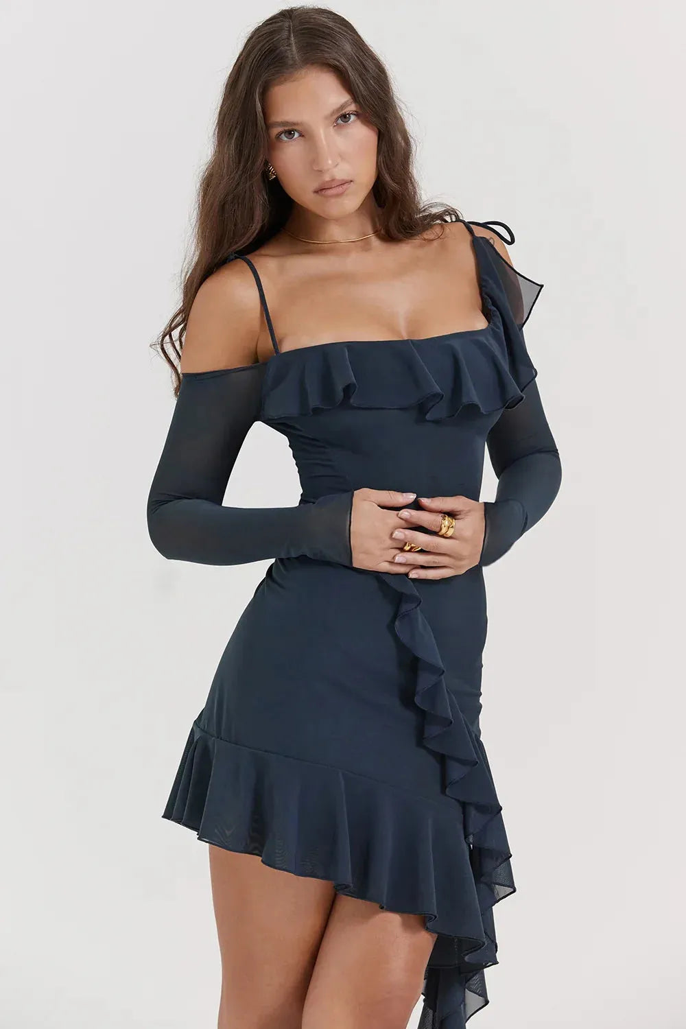 Midi Dress with Neckline and Straps - Valentina