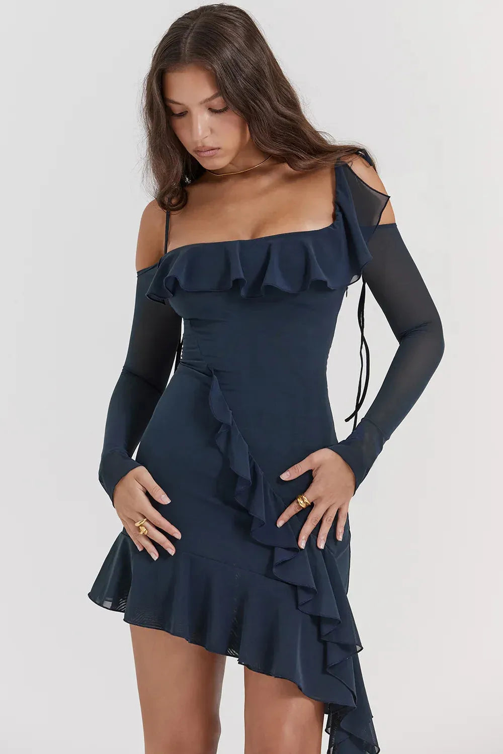 Midi Dress with Neckline and Straps - Valentina