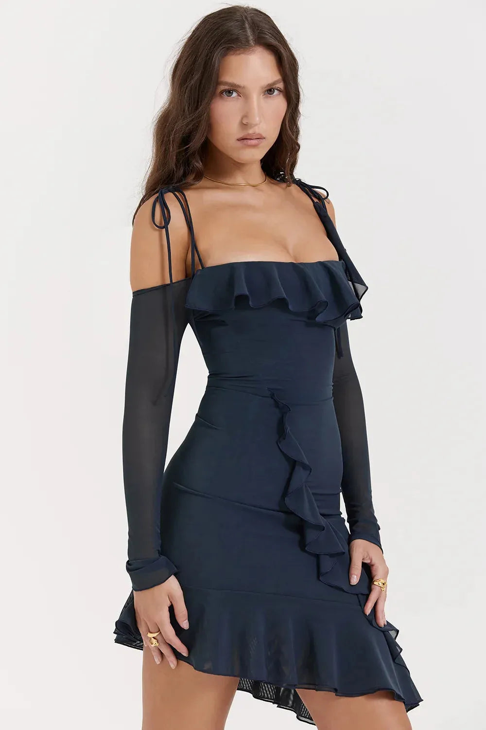 Midi Dress with Neckline and Straps - Valentina