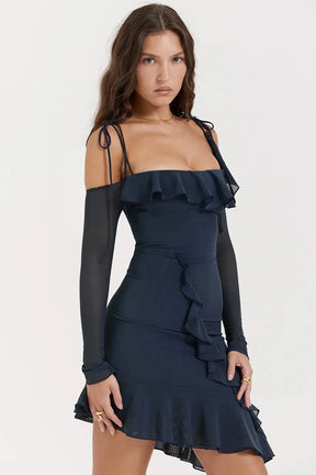Midi Dress with Neckline and Straps - Valentina