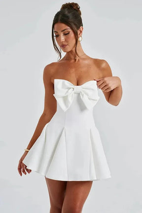 Short elegant dress with bow – Ideal for civil wedding | Alice