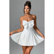 Short elegant dress with bow – Ideal for civil wedding | Alice