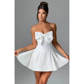 Short elegant dress with bow – Ideal for civil wedding | Alice