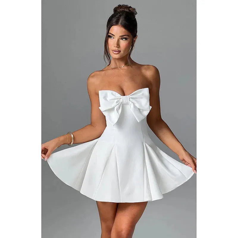 Short elegant dress with bow – Ideal for civil wedding | Alice