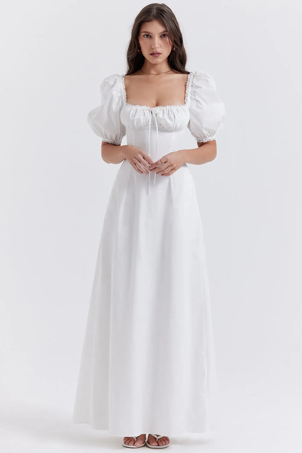 Long White Cotton Dress - Luna Belle