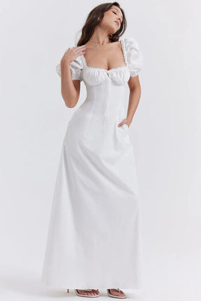 Long White Cotton Dress - Luna Belle