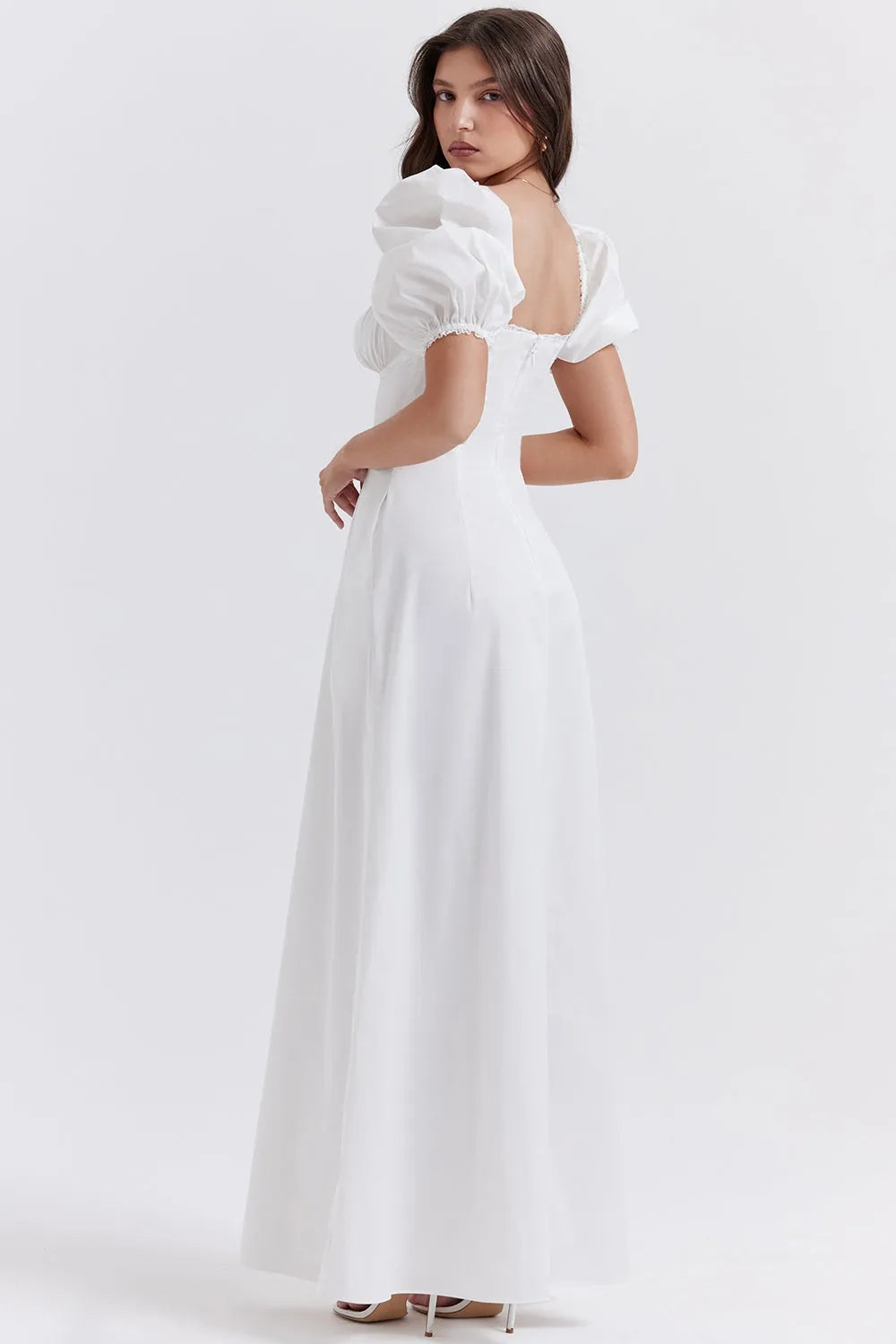 Long White Cotton Dress - Luna Belle