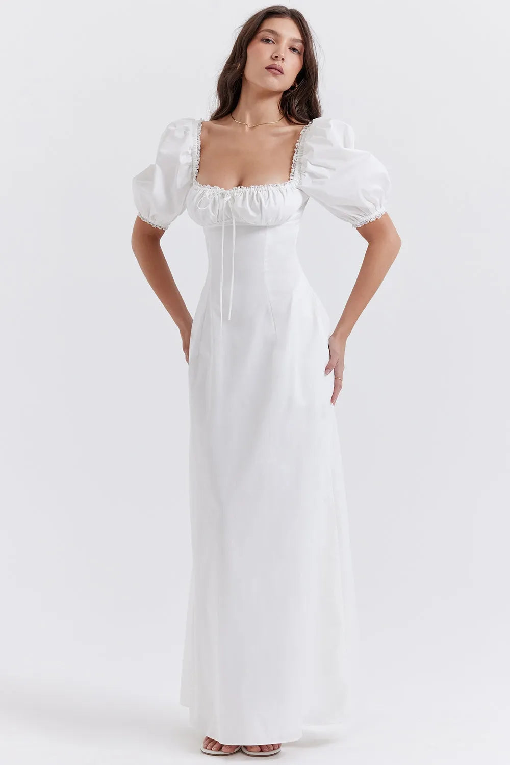 Long White Cotton Dress - Luna Belle