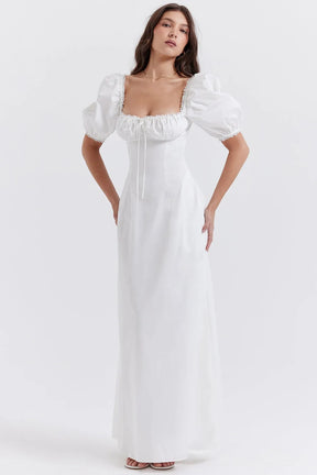 Long White Cotton Dress - Luna Belle