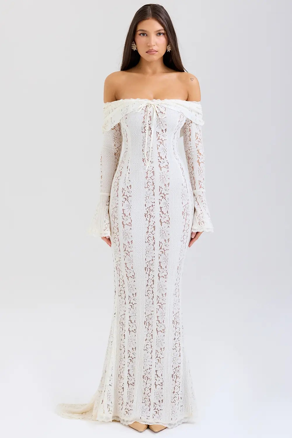 Long White Lace Wedding Dress – Model Vittoria
