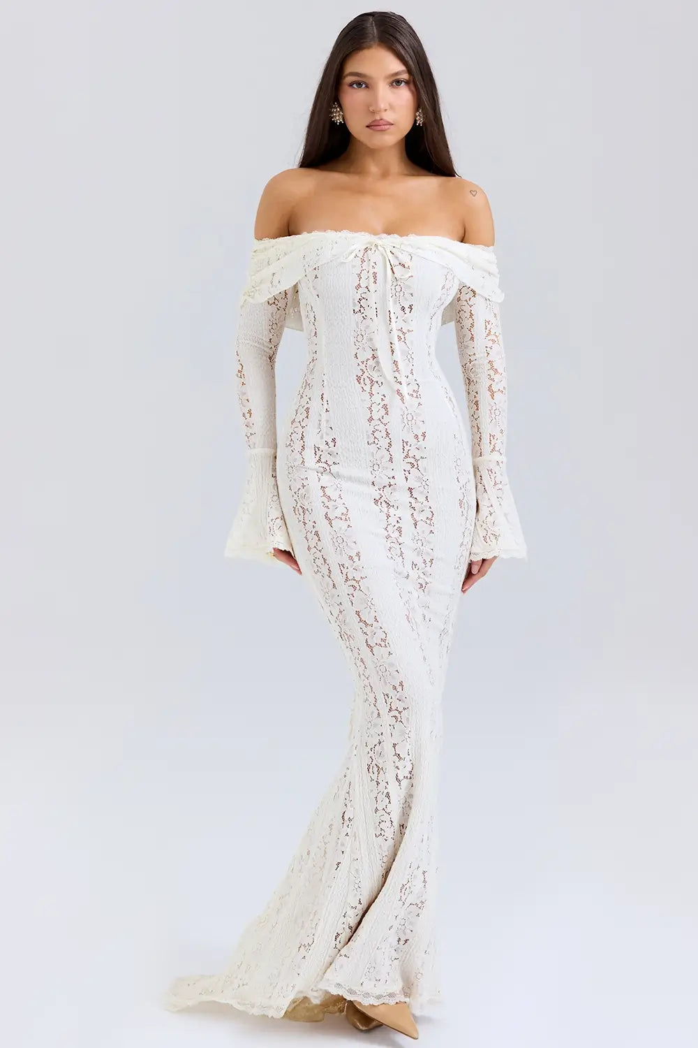 Long White Lace Wedding Dress – Model Vittoria