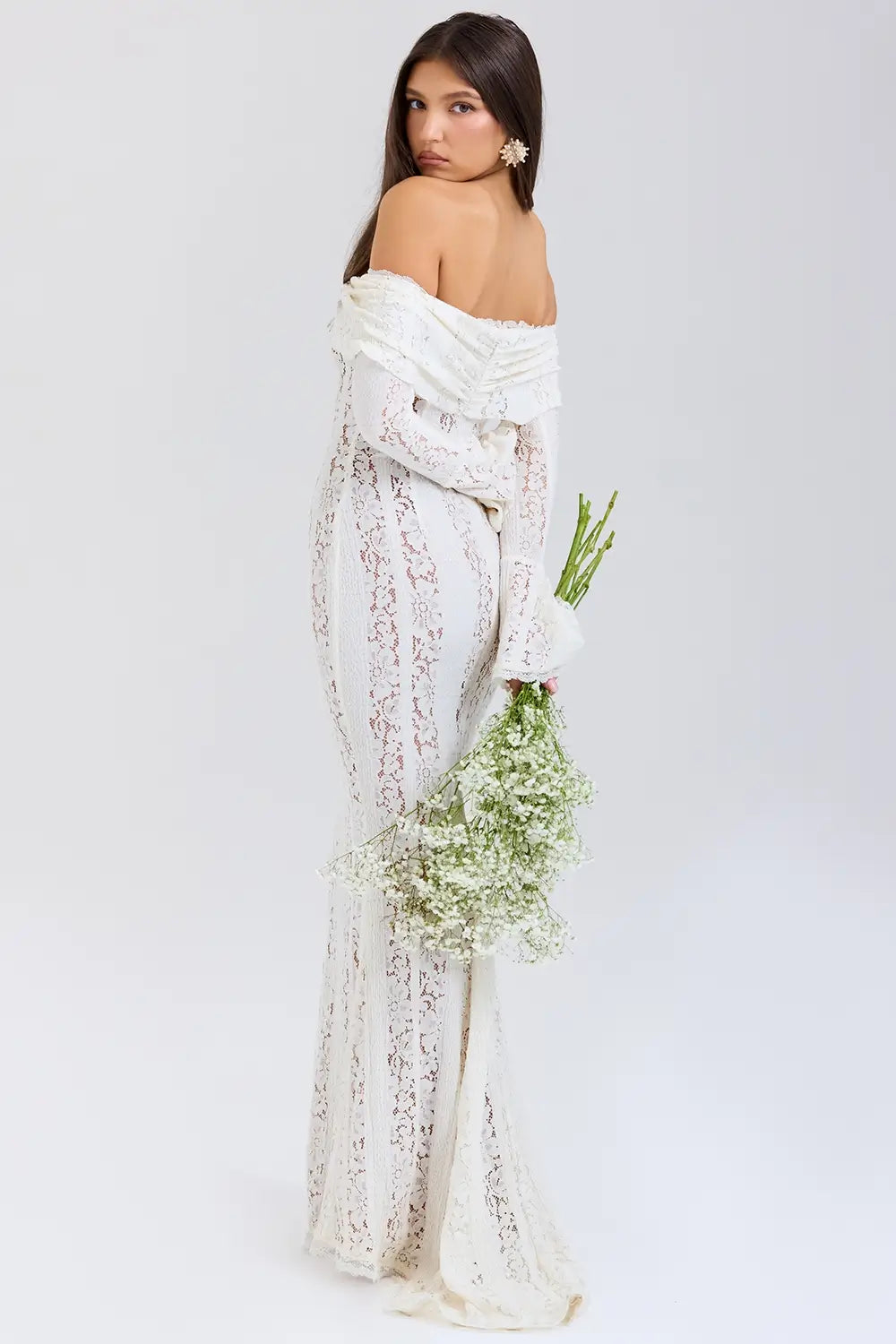 Long White Lace Wedding Dress – Model Vittoria