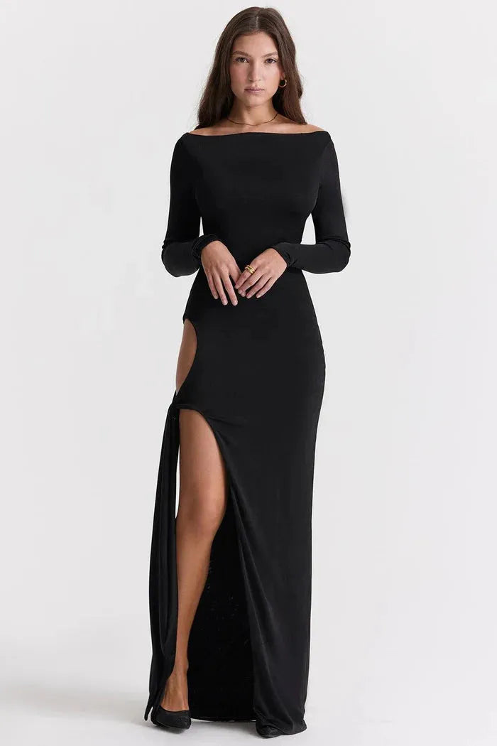 Long Black Dress with Cutouts - Luiza