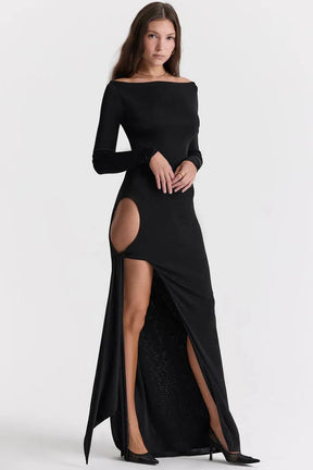 Long Black Dress with Cutouts - Luiza