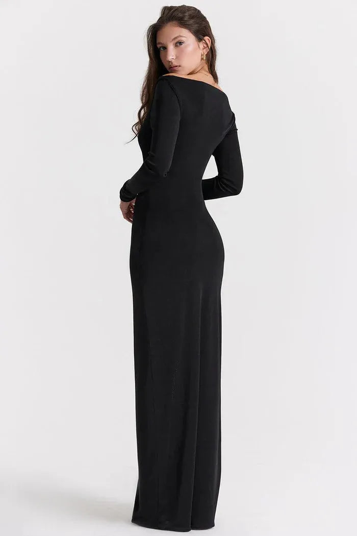 Long Black Dress with Cutouts - Luiza