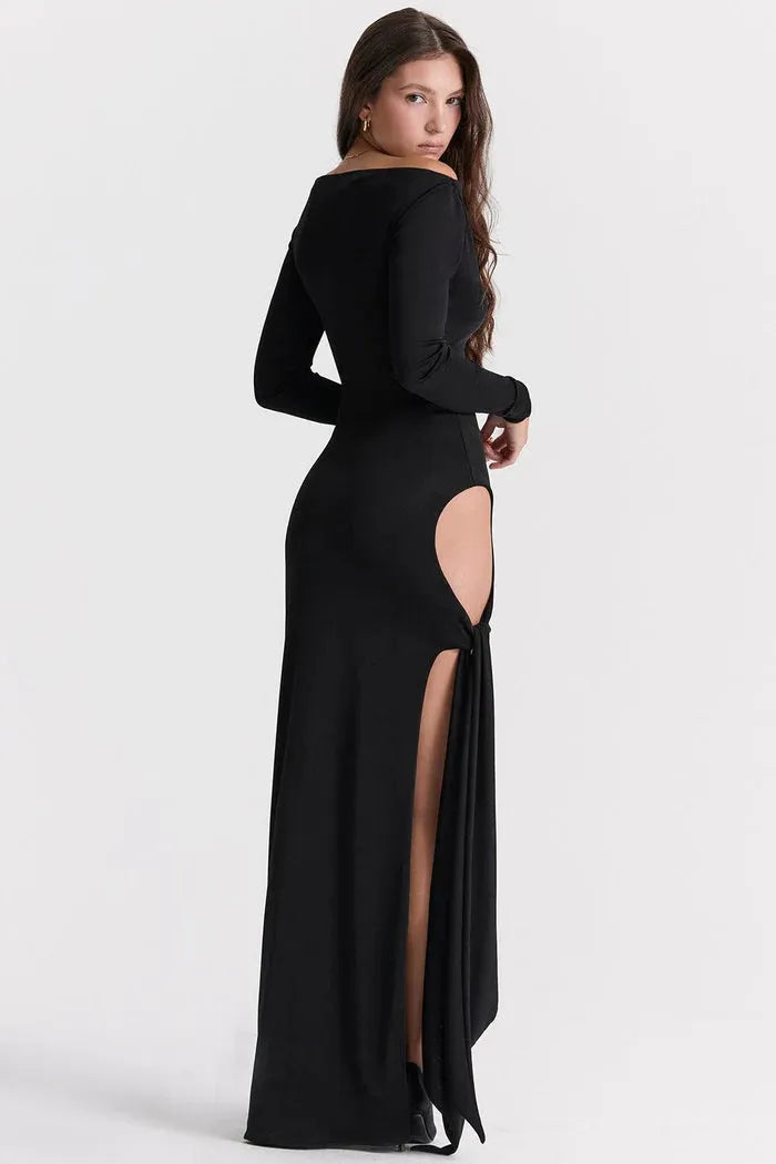 Long Black Dress with Cutouts - Luiza