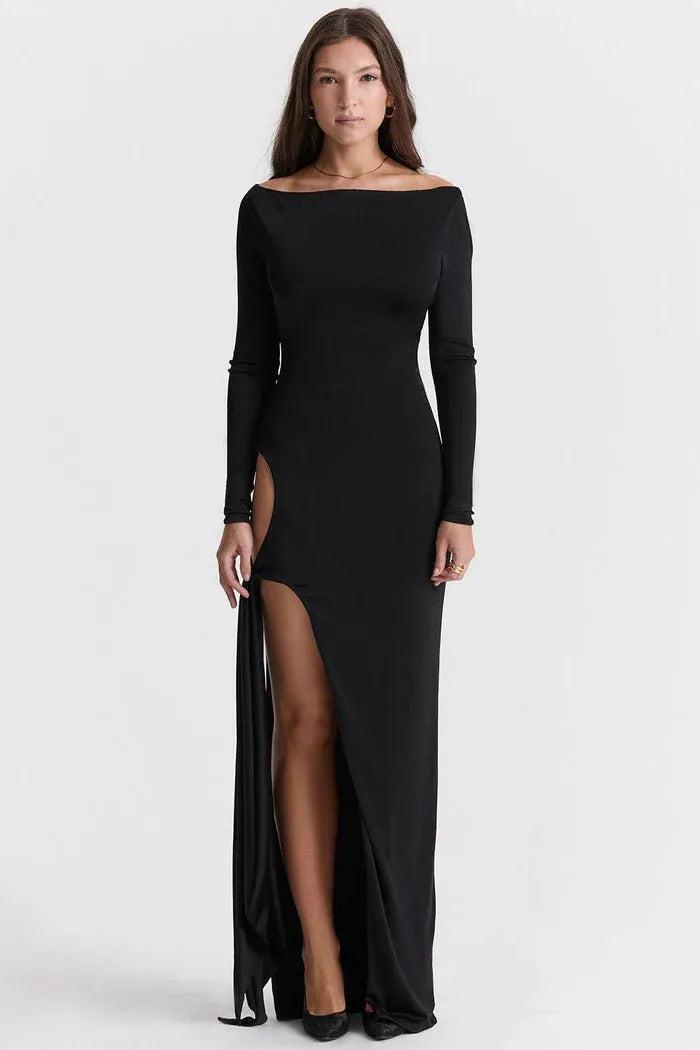 Long Black Dress with Cutouts - Luiza