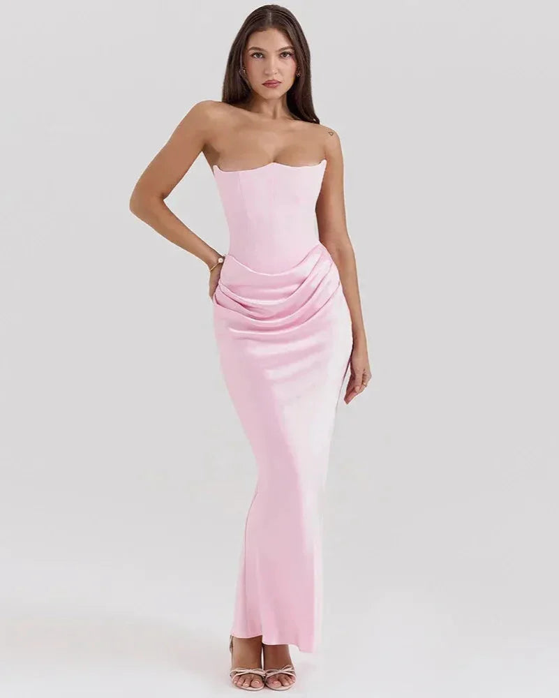Long Satin Dress Model Thais