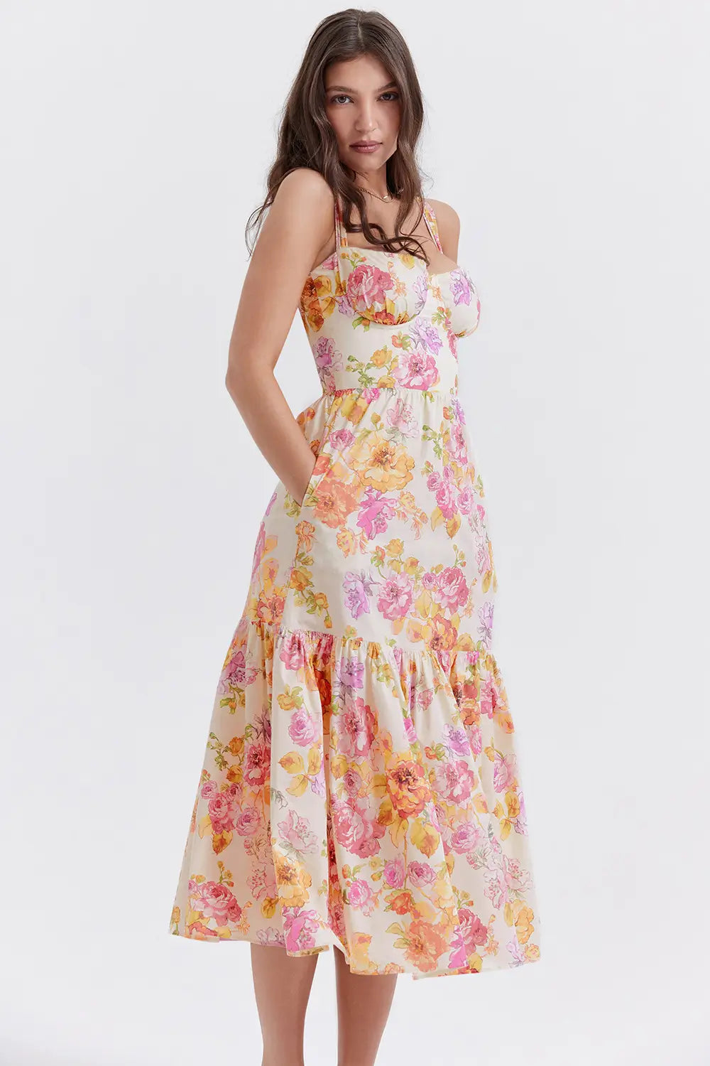 Magnolia Floral Midi Dress