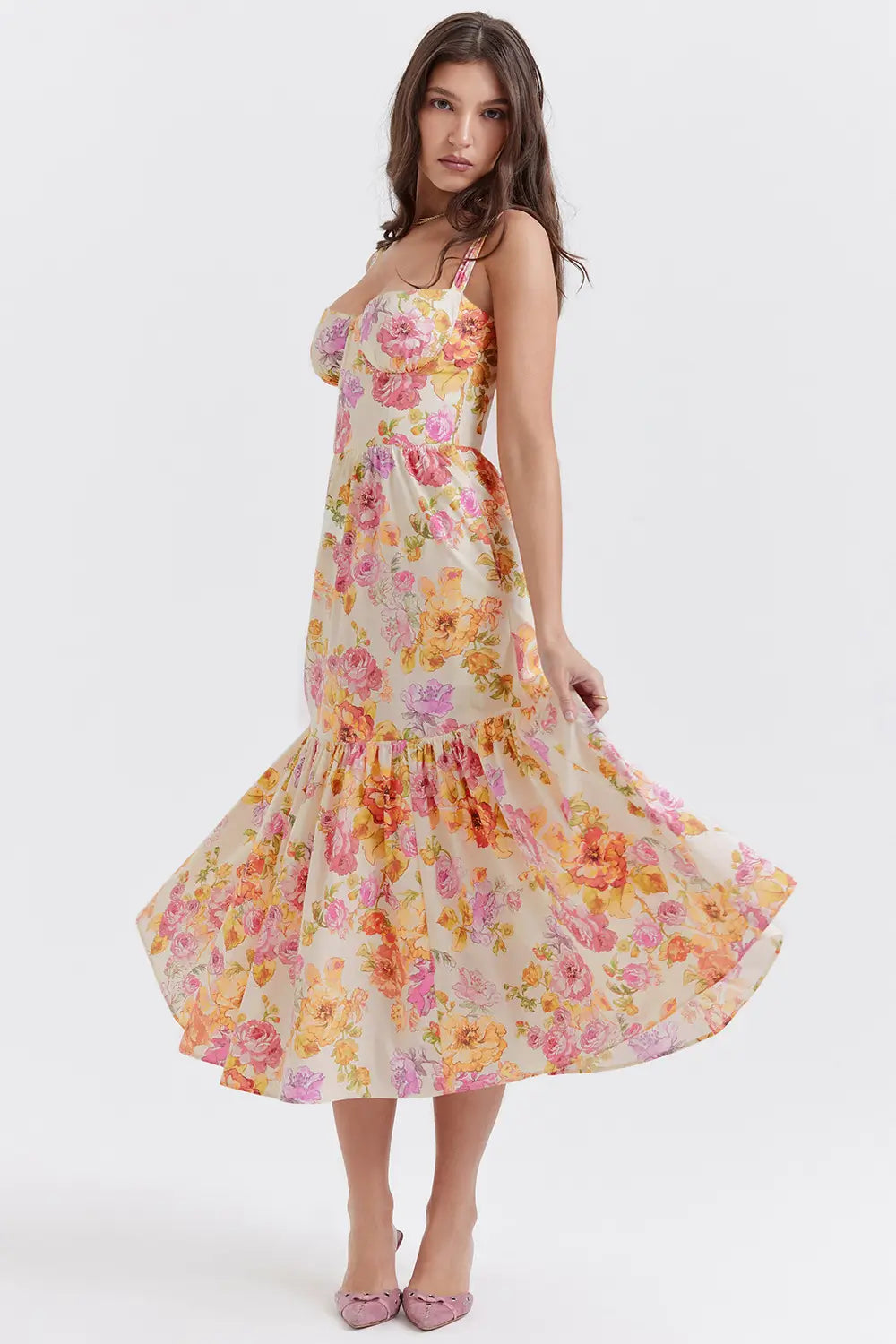 Magnolia Floral Midi Dress