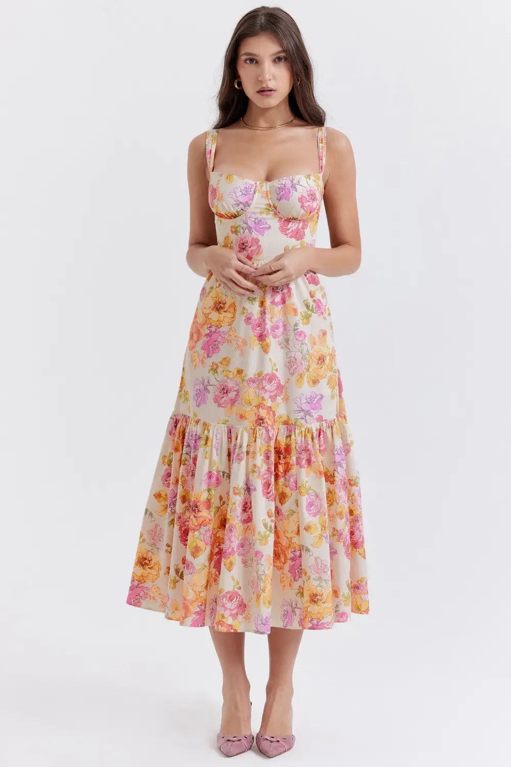 Magnolia Floral Midi Dress