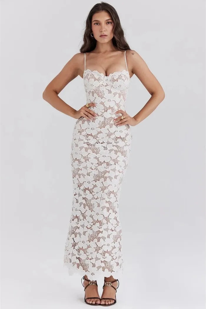 White Fitted Lace Dress for Civil Wedding – Sophia