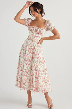 Mid-Length Dress with Adjustable Bow - Bella Fiore