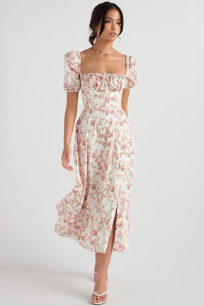 Mid-Length Dress with Adjustable Bow - Bella Fiore