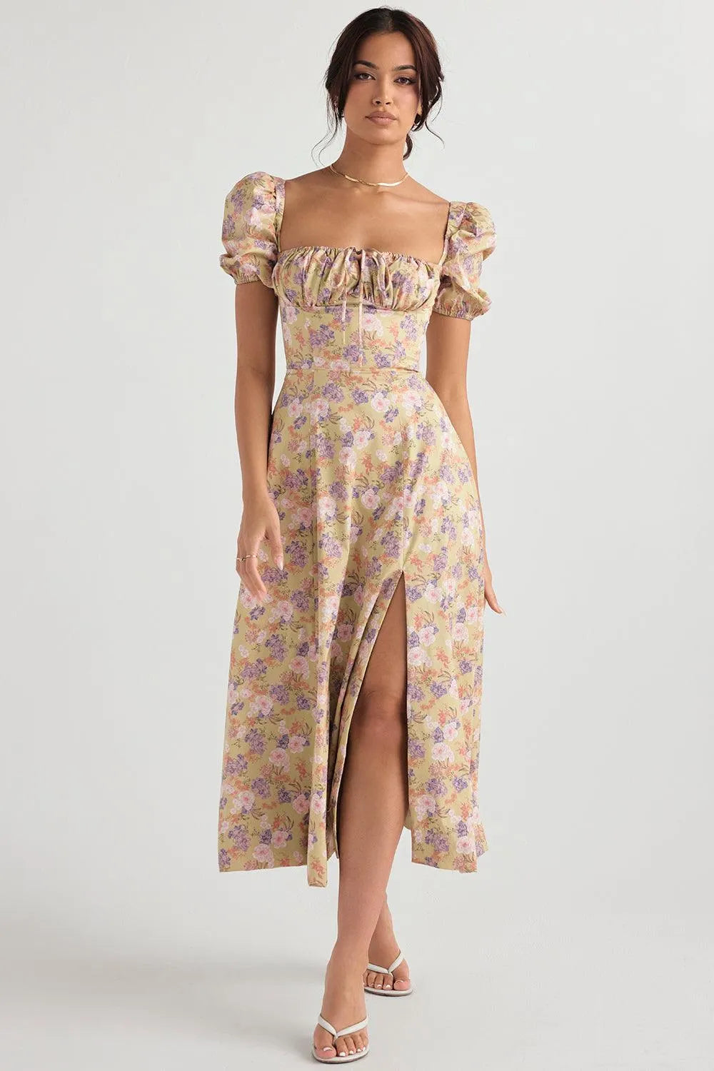 Mid-Length Dress with Adjustable Bow - Bella Fiore