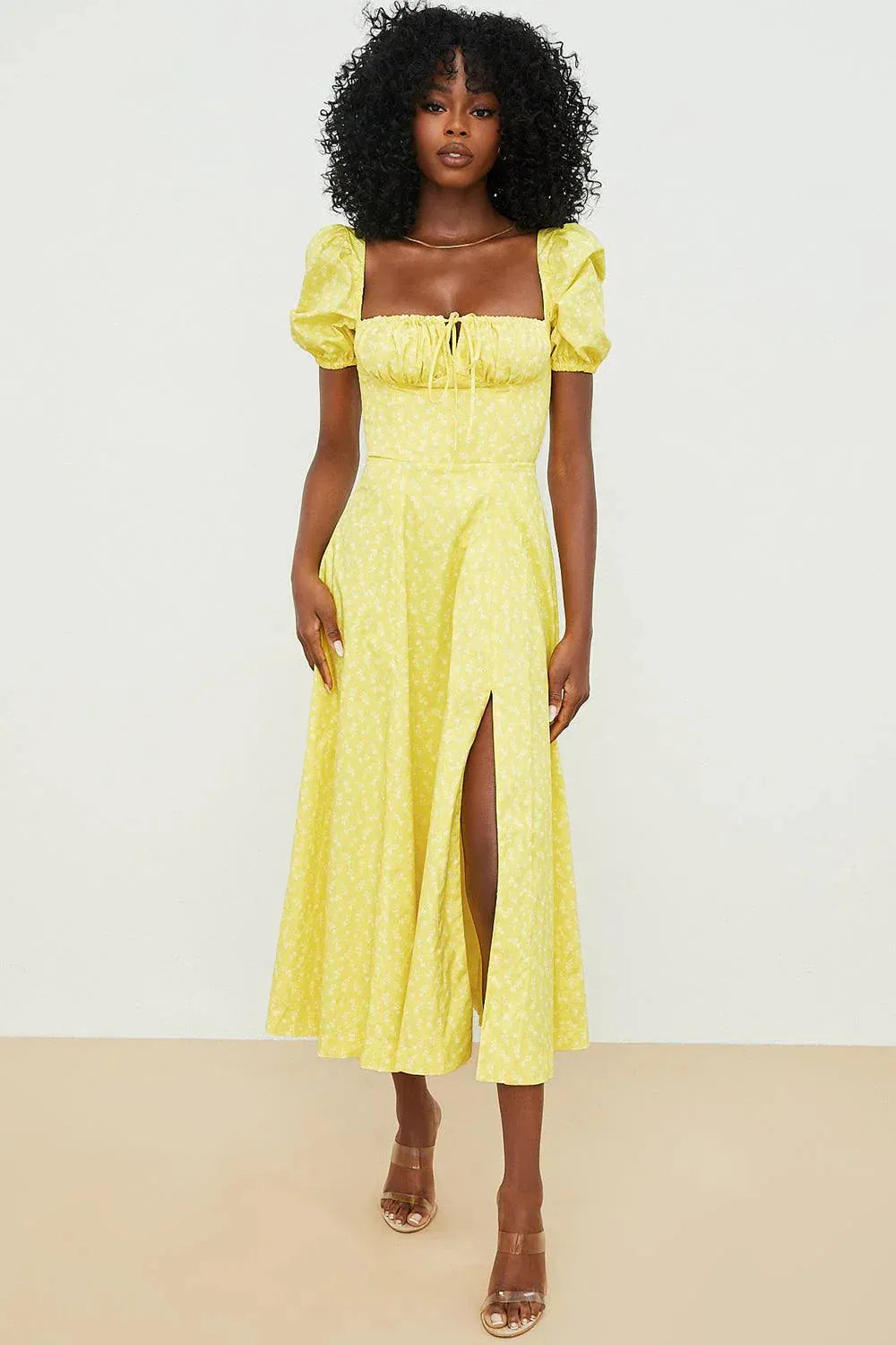 Mid-Length Dress with Adjustable Bow - Bella Fiore