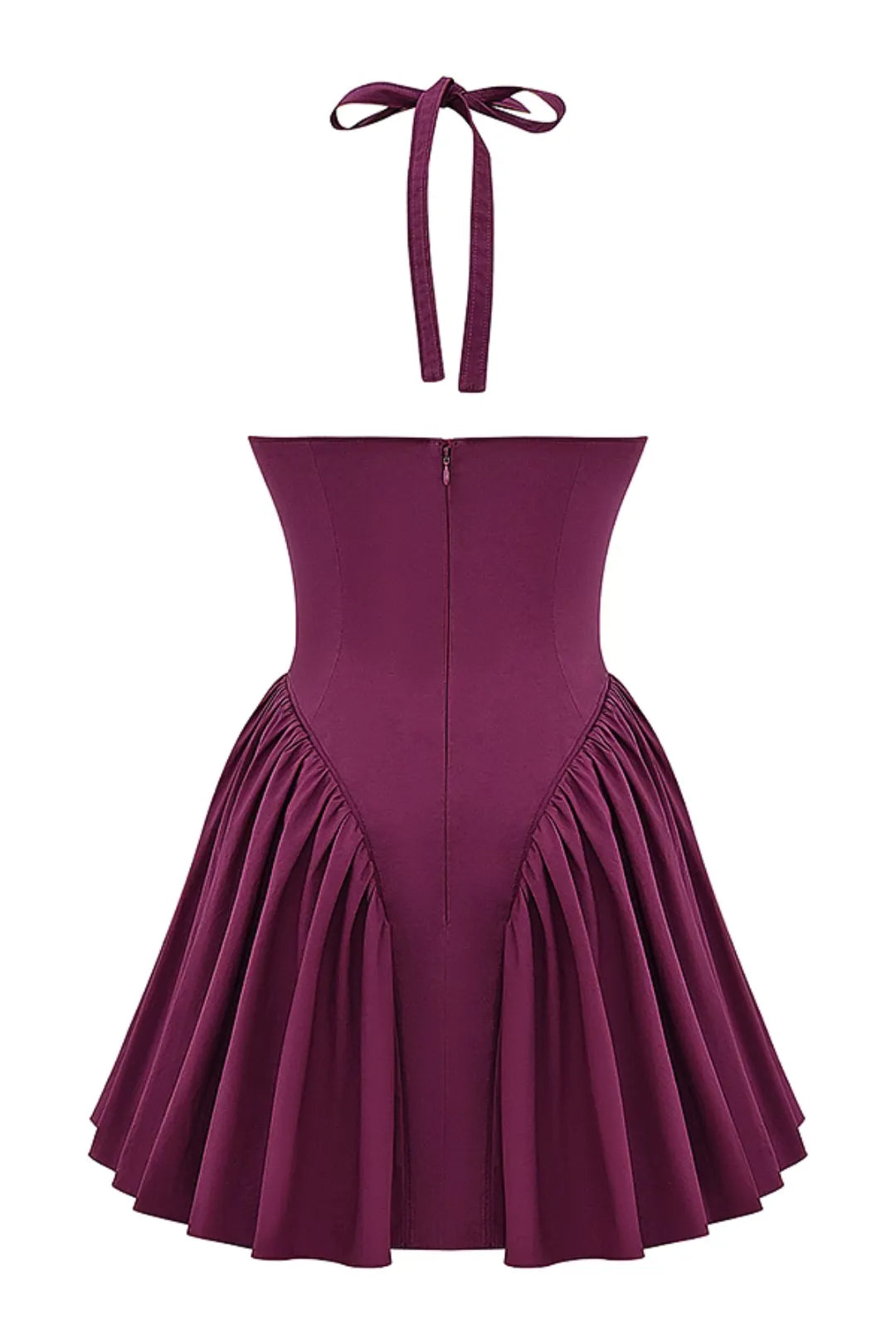 Short Shaping Dress with Straps in Wine Color Georginna Model