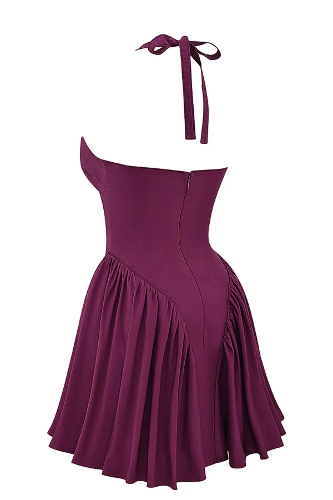 Short Shaping Dress with Straps in Wine Color Georginna Model