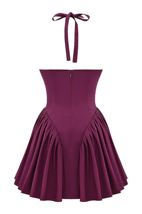 Short Shaping Dress with Straps in Wine Color Georginna Model