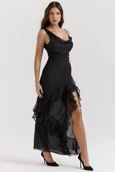 Long Black Dress Model Meredith - Chiffon