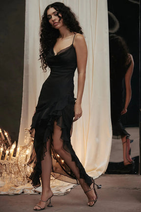 Long Black Dress Model Meredith - Chiffon