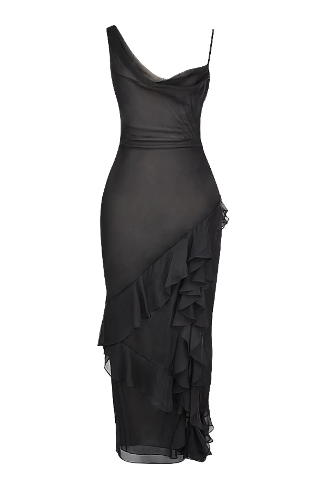 Long Black Dress Model Meredith - Chiffon
