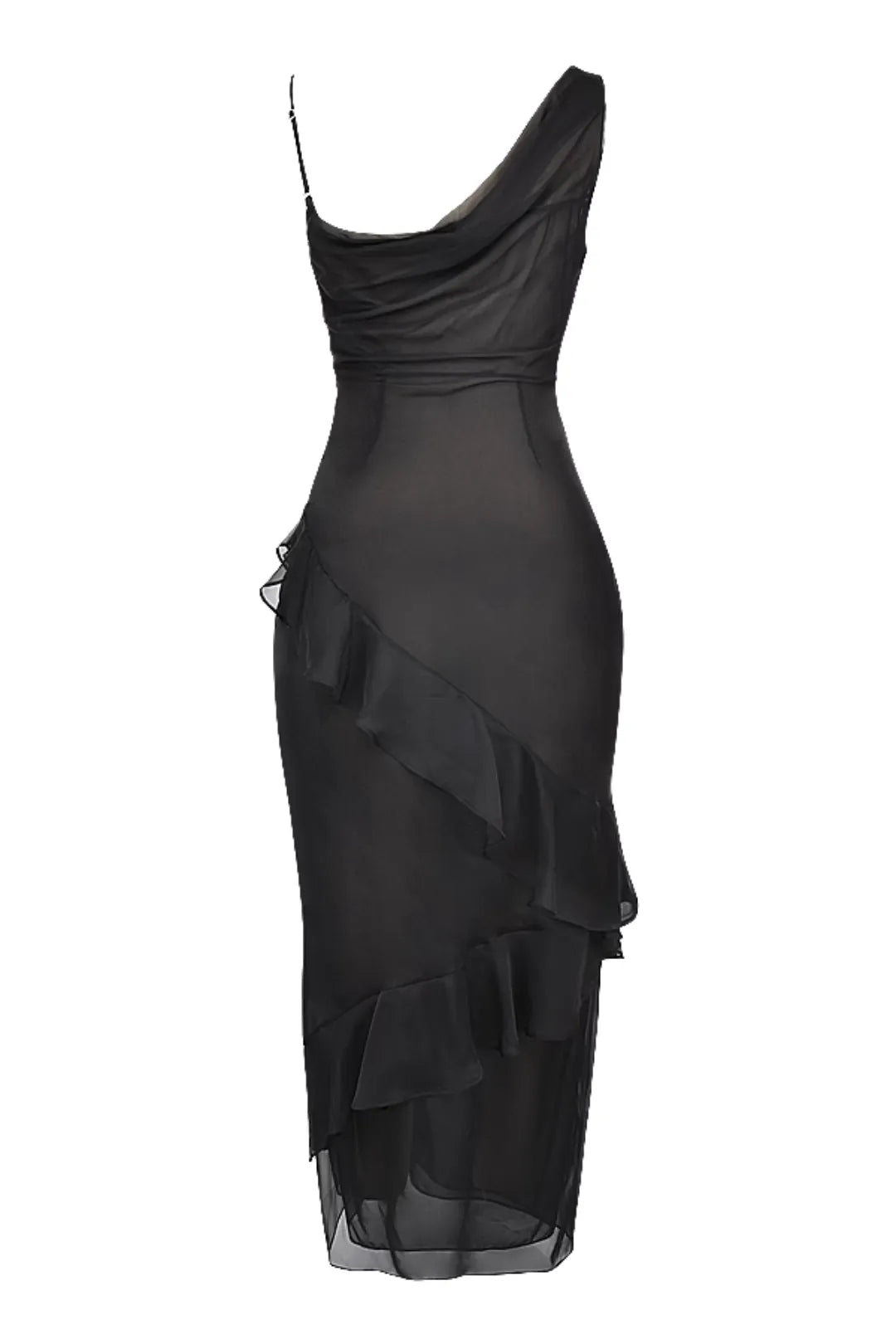Long Black Dress Model Meredith - Chiffon